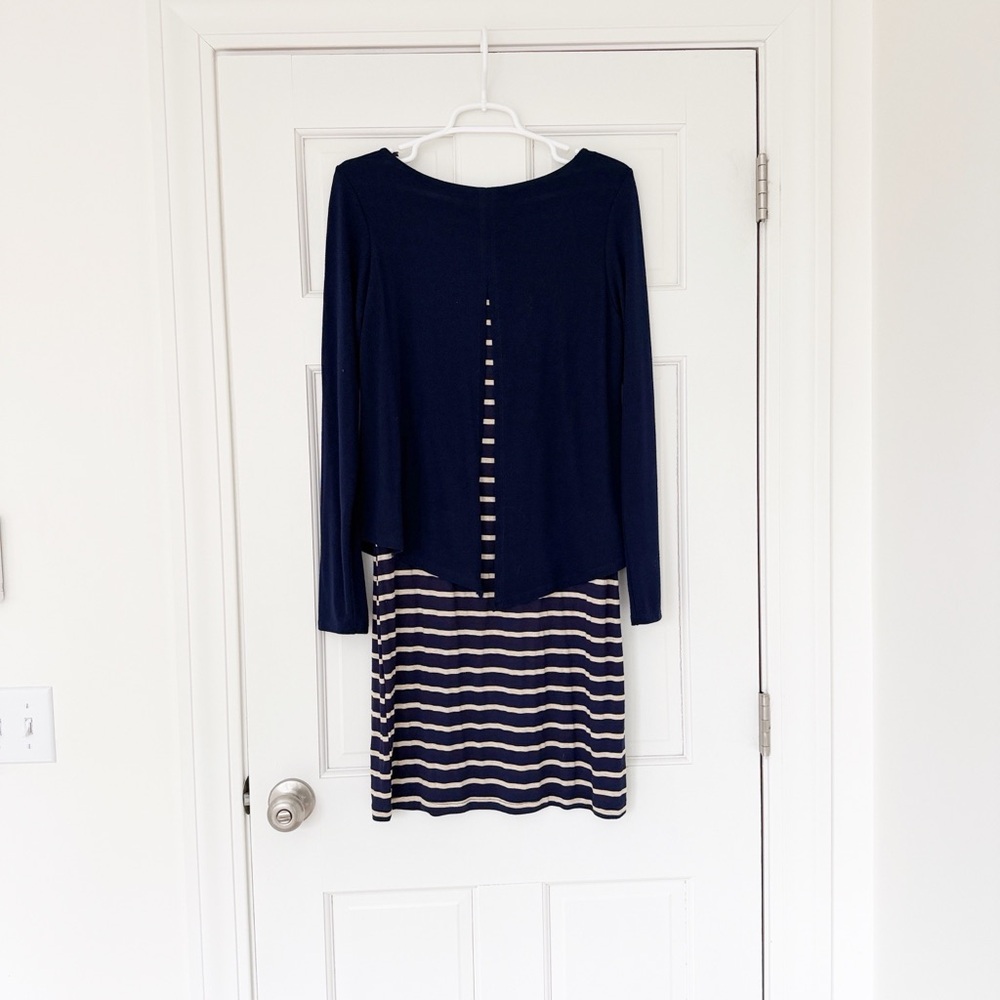 HAILEY 23 Joel popover knit dress size M blue ivory striped Stitchfix - Picture 3 of 6